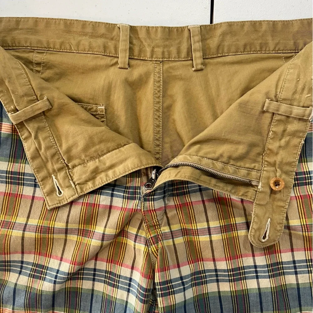 Polo by Ralph Lauren Rerversible Mens Shorts Khaki Tan Plaid Preppy 90s Sz 40